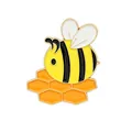 Süße Emaille-Bienennadel mit orangefarbenem Wabenmuster und Goldlegierung Umriss - Biene und Honigwabe Stil(WY0759)