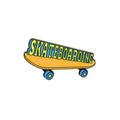 Broche en émail de skate orange avec roues bleues pour décoration de sac à dos - Style de Planche à Roulettes Orange(WY0764)