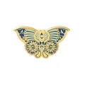 Cartoon butterfly enamel brooch with celestial sun and moon patterns in blue and gold - Sun Eye Butterfly (WY1138)
