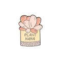 Cartoon succulent plant enamel pin badge with Plant Mama text in pink and yellow - Succulent Pot-PLANT MAMA(CC1923)