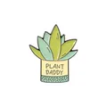 Cartoon enamel pin featuring a succulent plant pot with Plant Daddy text design - Succulent Pot-PLANT DADDY(CC1922)