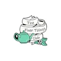 Enamel plant badge with mint green teapot and coffee cup featuring The Finer Things Club - The Finer Things Club Tea Set(CC1924)