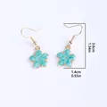 Elegant teal gradient floral earrings with golden hooks and petal enamel finish - Teal Gradient Flower (EAR3291)
