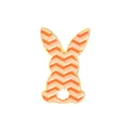 Broche lapin en émail avec motifs de vagues orange et rose et bordure dorée - Lapin à Motif Chevrons Orange et Rose (WY1497)