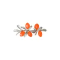 Broche artístico de naranja con hojas de metal plateado y cuentas traslúcidas - Broche de Planta Naranja (WY1741)