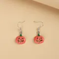 Schattige Halloween pompoen oorbellen met oranje jack-o'-lantern hanger en haken - Jack-O'-Lantern Stijl (EAR3399)