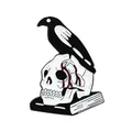 Broche de esmalte punk gótico con cuervo sobre calavera y libro para decoración de ropa - Estilo Cuervo Sobre Calavera (XZ1428)