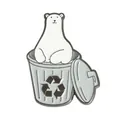 Pin de esmalte de un oso polar en un contenedor gris con símbolo de reciclaje - Estilo Oso Polar En Cubo De Basura (WY2160)