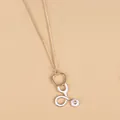 Creative stethoscope pendant necklace in gold finish with white enamel for medical students - White Stethoscope Style (XL727)
