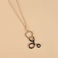 Creative stethoscope pendant necklace for medical professionals with gold and black finish - Black Stethoscope Style (XL728)