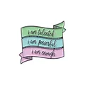Creative alloy scroll enamel pin with mint blue pink stripes and inspiring quotes - Cold Tone Inspirational Style (WY2298)