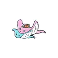 Gros plan de pin's mignons en émail en forme de raie avec lunes et étoiles - Style Raie Manta (WY2401)