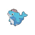Vue détaillée du pin's en émail avec dauphins mignons et finitions brillantes - Style Dauphin (WY2402)