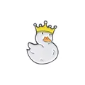 Broche canard blanc de dessin animé avec couronne jaune en émail, badge animalier - Style Canard Blanc Couronne (xz5279)