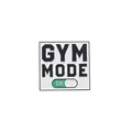 Square enamel Gym Mode On badge pin with white background and green power switch toggle - Gym Mode Square Style