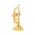 Broche trompette dorée vintage avec finition en émail poli et détails d'instrument - Style Trompette Dorée (WY2668)