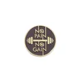 Deep purple and gold gym mode round enamel pin with No Pain No Gain gym slogan - No Pain No Gain Round Style