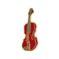 Broche violon vintage avec finition en émail bordeaux et accents en alliage doré - Wy2670