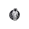 Detalle del broche de astronauta esmaltado con texto Give Me Some Space y fondo estrellado - Estilo Astronauta Give Me Some Space (WY2559)