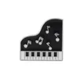Broche en émail piano rétro avec notes de musique et finition en métal argenté - Style Piano Noir et Blanc (WY2671)