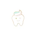Détail du pin's dent en émail avec visage souriant et décor de dentifrice coloré - Style Revêtement Dentifrice Sourire (XZ4568)