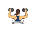 Spilla smaltata Fitness Club con donna che solleva manubri in blu navy - Wy2680