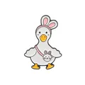 Broche en émail canard blanc mignon avec oreilles de lapin et mini sac bandoulière - Canard Sac Oreilles de Lapin (xz5718)