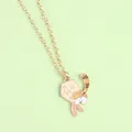 Charming gold-tone necklace with a creative cartoon cat pendant in colorful enamel finish - Cat Back View in Bag (XL3709)