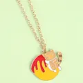 Detail of creative golden necklace with cute orange cat and red enamel pendant charm - Orange Striped Cat on Ball (XL3712)