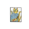 Detalle del pin esmaltado de gato artista estilo Van Gogh con colores brillantes - Estilo Gato Artista Van Gogh(C115)