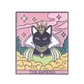 Spilla smaltata dei tarocchi con gatto nero come L'Imperatrice su rosa tenue - Stile L'Imperatrice (WY3259)