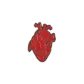 Rote anatomische Herz-Emaille-Brosche mit medizinischen Fachbegriffen und Metalllinien - Rotes Anatomisches Herz (W7402)