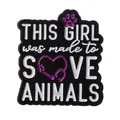 Detail of enamel pin with This Girl was Made to Save Animals text and medical stethoscope - THIS GIRL was made to SAVE ANIMALS(XZ7730)