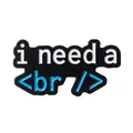 Vista macro della spilla smaltata geek con testo bianco e codice HTML blu '<br />' su nero - Stile Codice Interruzione Riga (W7738)