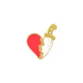 Macro detail of heart and dagger enamel brooch with gold trim and punk aesthetic style - Red And White Heart With Dagger