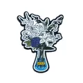 Close-up of a floral vase shoe charm with white lilies and blue hydrangeas details - Lily Blue Conical Flask Style (XZ0792)