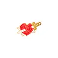 Detailed view of enamel heart rose brooch with golden dagger in creative artistic design - Red Rose Heart With Dagger