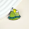 Inspirational enamel mountain pin with I've Got Mountains To Climb slogan and sun - MOUNTAINS TO CLIMB Snowy Mountain Sun Theme (XZ1415)