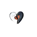 Creative black and white heart-shaped enamel pin set with cute smiling faces - Black And White Stitching Heart Ghost Style (XZ1419)