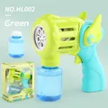 Fully automatic bubble gun toy in neon green and light blue with two bubble liquid bottles - Green (English Box)