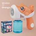 Orange dolphin electric bubble gun with 12-hole design and transparent blue bottle - Orange