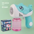 12-hole mint green dolphin automatic bubble gun toy with refill bottle for kids - Green