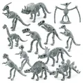 Set di 11 modelli di scheletri di dinosauro grigi per l'educazione scientifica e collezioni - Stile Grigio (BL-1248)
