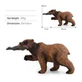 Realistic brown bear plastic model catching fish with textured fur detail, size 19x7x9cm - Bear Eating Fish (127-838)