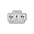Spilla smaltata cartoon con design caffè tavola periodica in finitura metallo bianco - Stile Elementi COFFEE (QHXZ882)