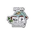 Cartoon sloth enamel pin with Sodium and Phosphorus elements on white background - NAP Sloth Elements Style (QHXZ884)