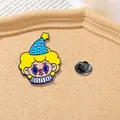Cute cartoon clown enamel pin badge with blue polka dot hat and yellow hair - Yellow Hair Polka Dot Hat Clown (CZ0166-3)