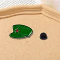 Retro green army cap enamel pin with red star and rubber clasp on cork tray - Green Army Cap Style (CZ0139)