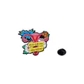 Uterus-Anstecknadel mit bunten Blumen und Mind Your Own Business Slogan - Uterus Blumenstil