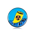 Badge écologique avec symbole de radiation et tortue de mer en bleu et jaune - Style Tonneau Radiation Tortue(CZ0119-1)